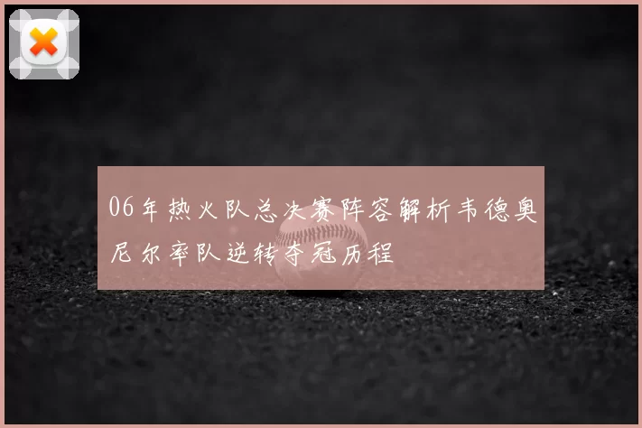 06年热火队总决赛阵容解析韦德奥尼尔率队逆转夺冠历程